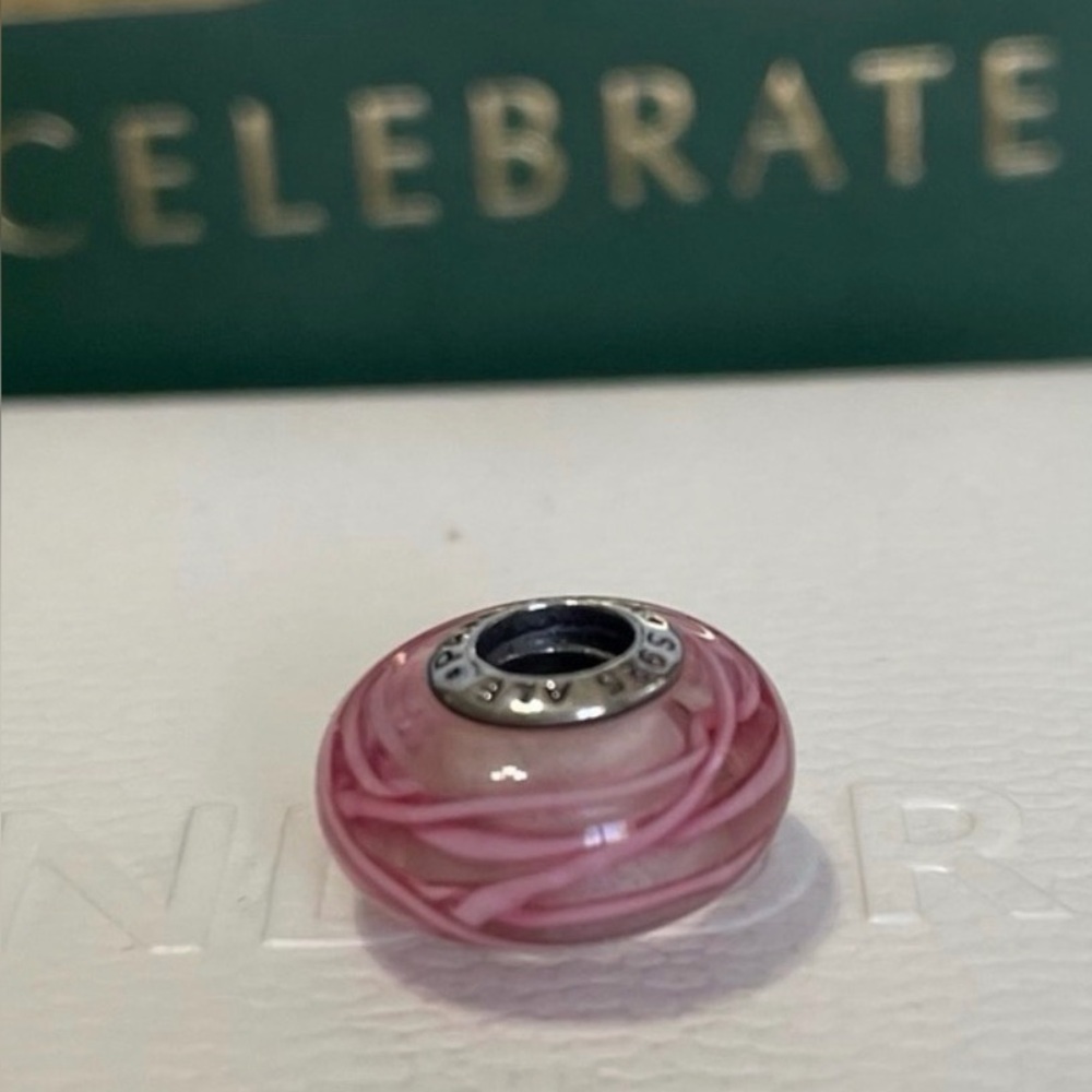 Pandora Pink Ribbon Tribute Murano Charm Retired
